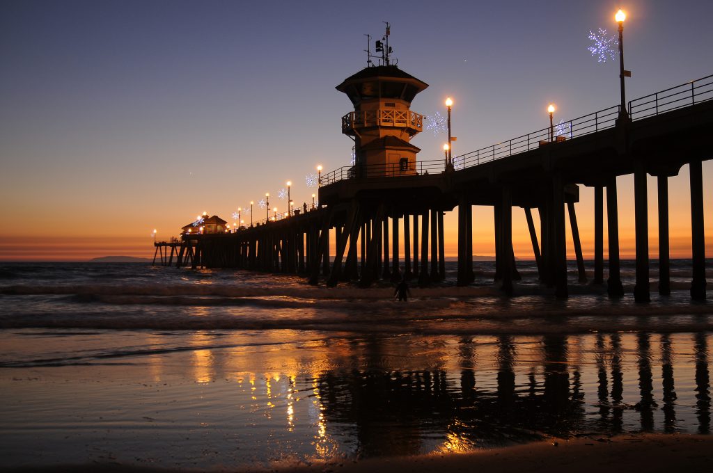 Huntington Beach Pier home of the greatest surfing in the Untied States.