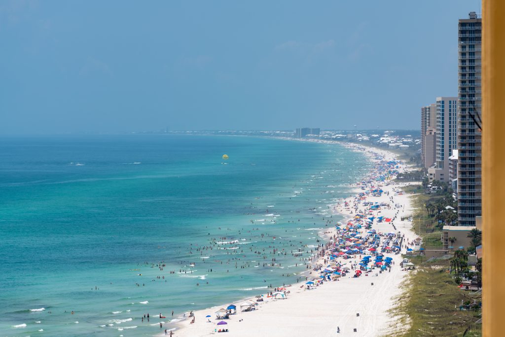 Panama City Beach Florida Skyline Beachfront Crowd July 2020